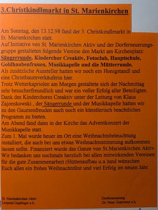 „3. Christkindlmarkt in St. Marienkirchen“