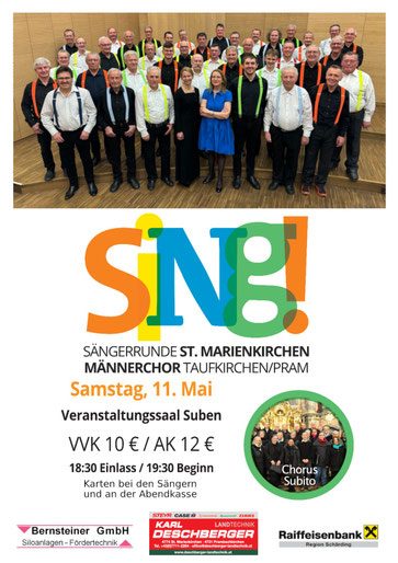 Plakat zum Konzert „SING!“ in Suben