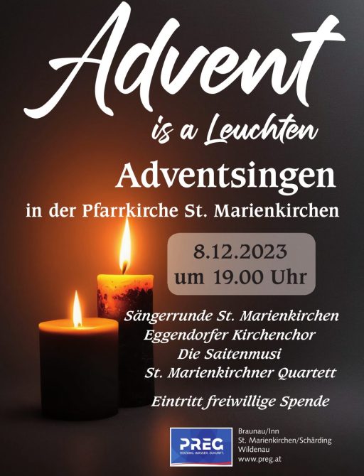 Plakat zum Adventsingen „Advent is a Leuchten“